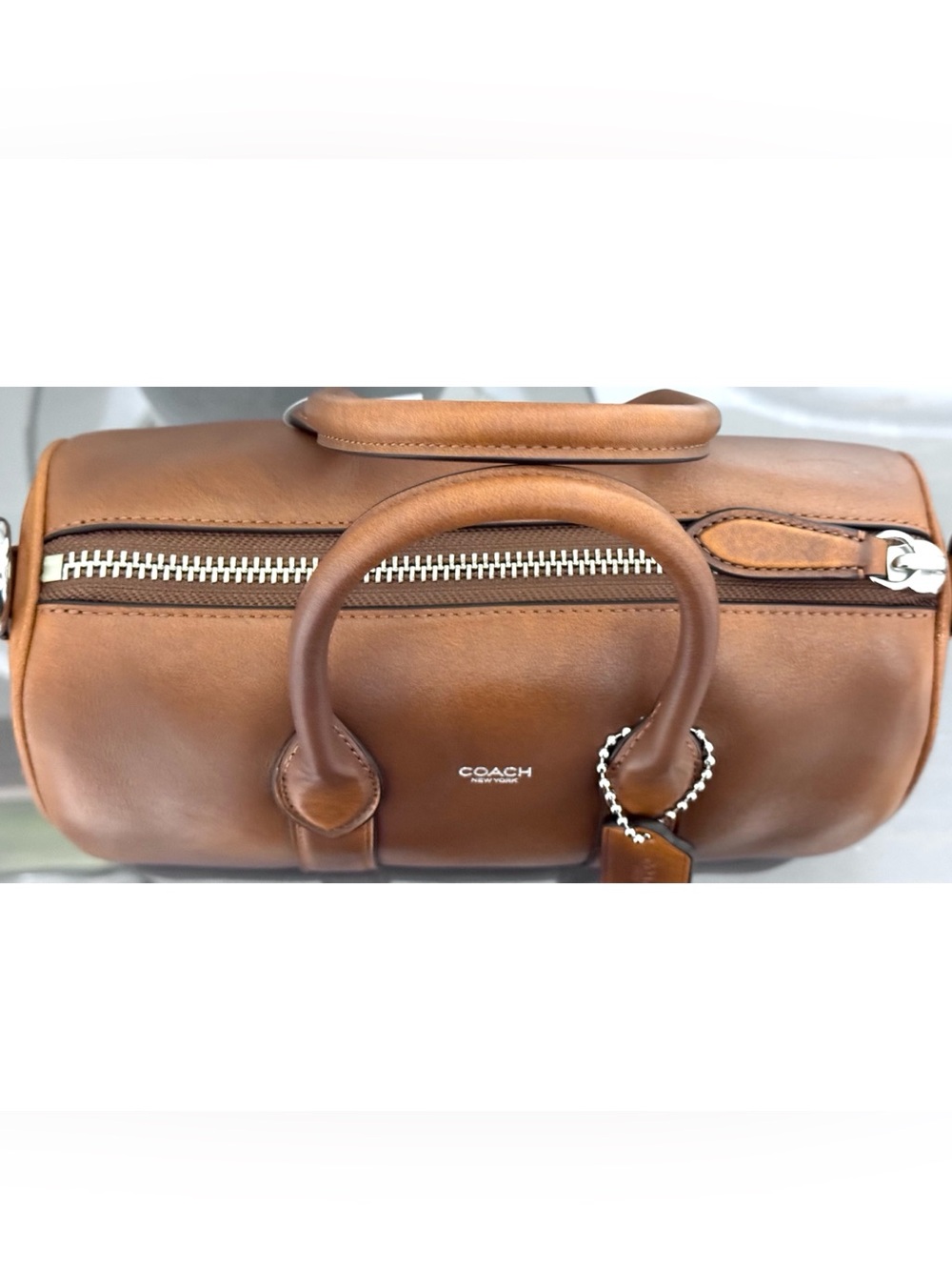 COACH Compass Bag 25 In Loved Leather, SADDLE/BURNT SIENNA - Picture 6 of 10
